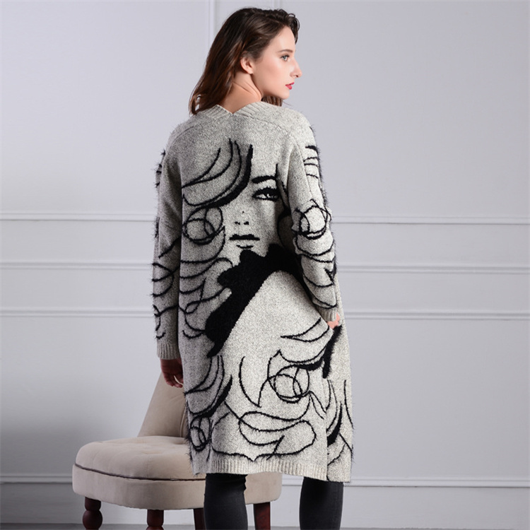 Fashion Design  Ladies Casual Clothing Women Knitted Long Cardigan Sweater