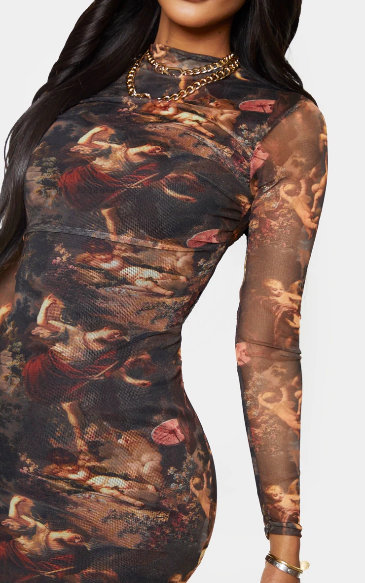 women dress 2023  Digital Print Summer Bodycon Dress Mesh casual dresses sexy