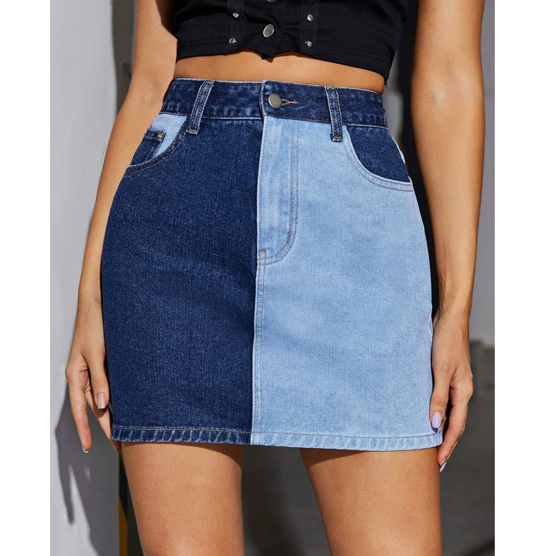 Womens 2022 knee length denim skirt burgundy school girl short jean office skirts for woman ladies