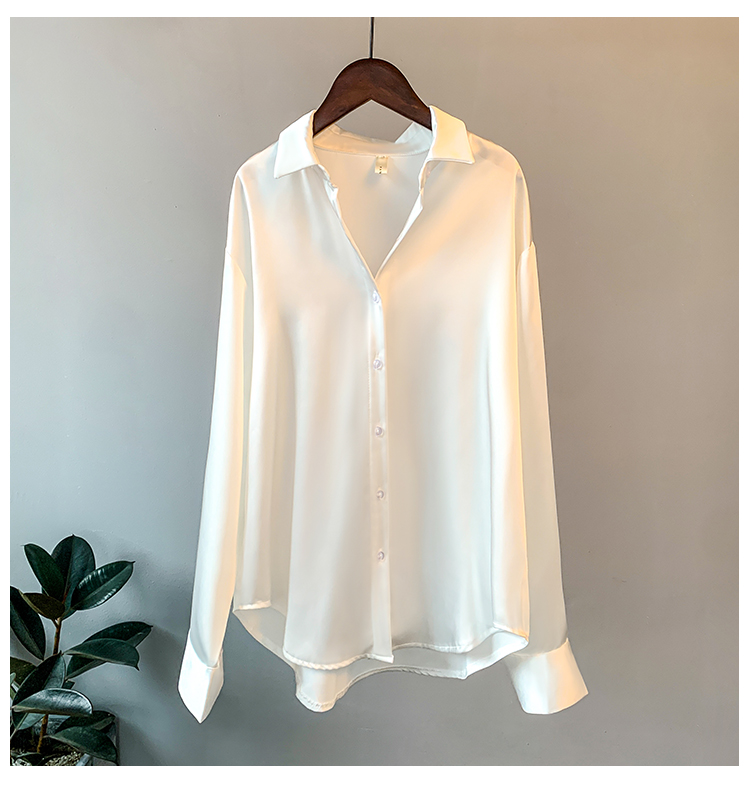 Women White Shirt Tops Lady Long Sleeve Office Silk Ladies satin blouse blusas mujer 2022 women's blouses & shirts chemi
