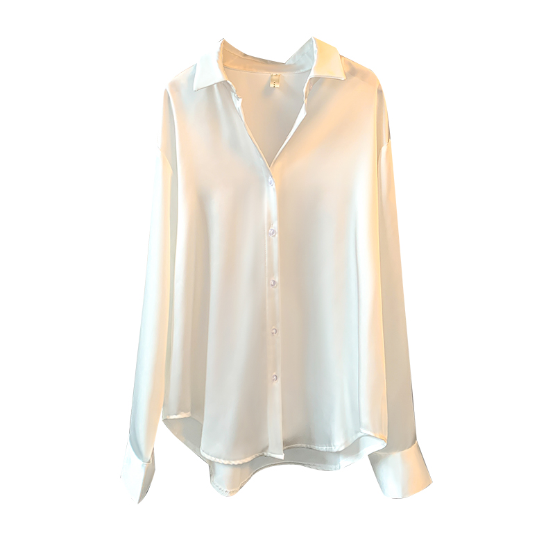 Women White Shirt Tops Lady Long Sleeve Office Silk Ladies satin blouse blusas mujer 2022 women's blouses & shirts chemi