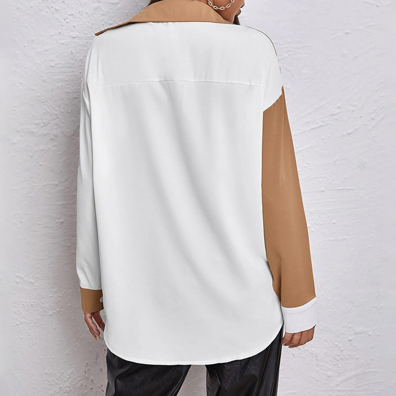 TWOTWINSTYLE Women's Blouses & Shirts Patchwork Colorblock Loose Casual Women's Blouses