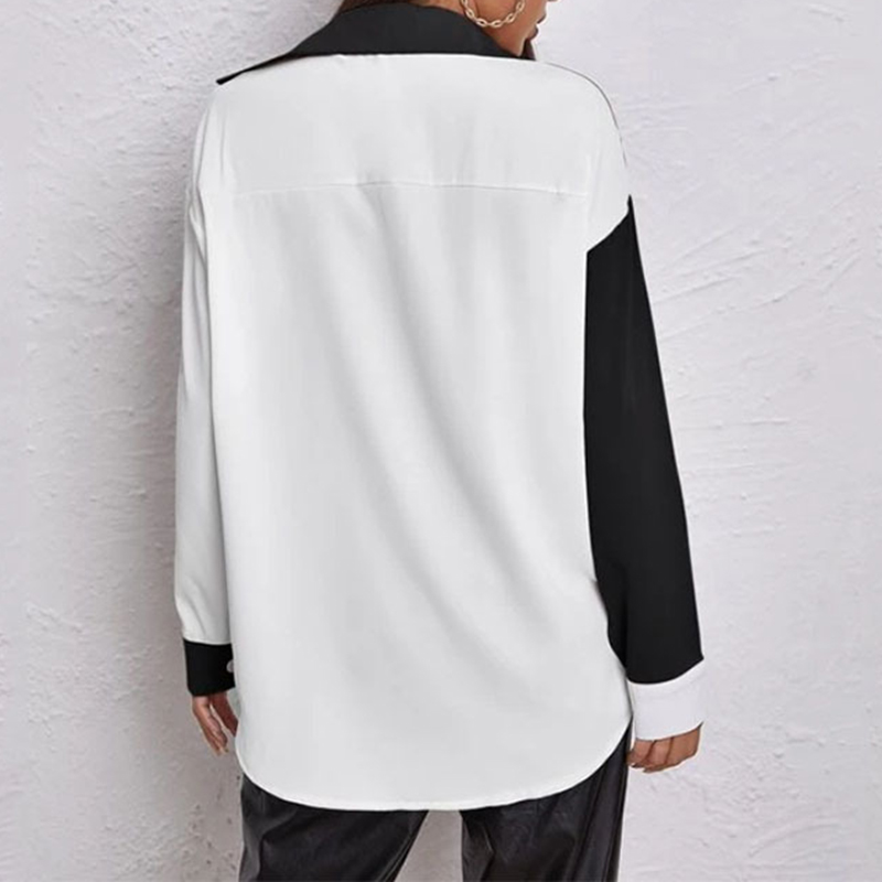 TWOTWINSTYLE Women's Blouses & Shirts Patchwork Colorblock Loose Casual Women's Blouses
