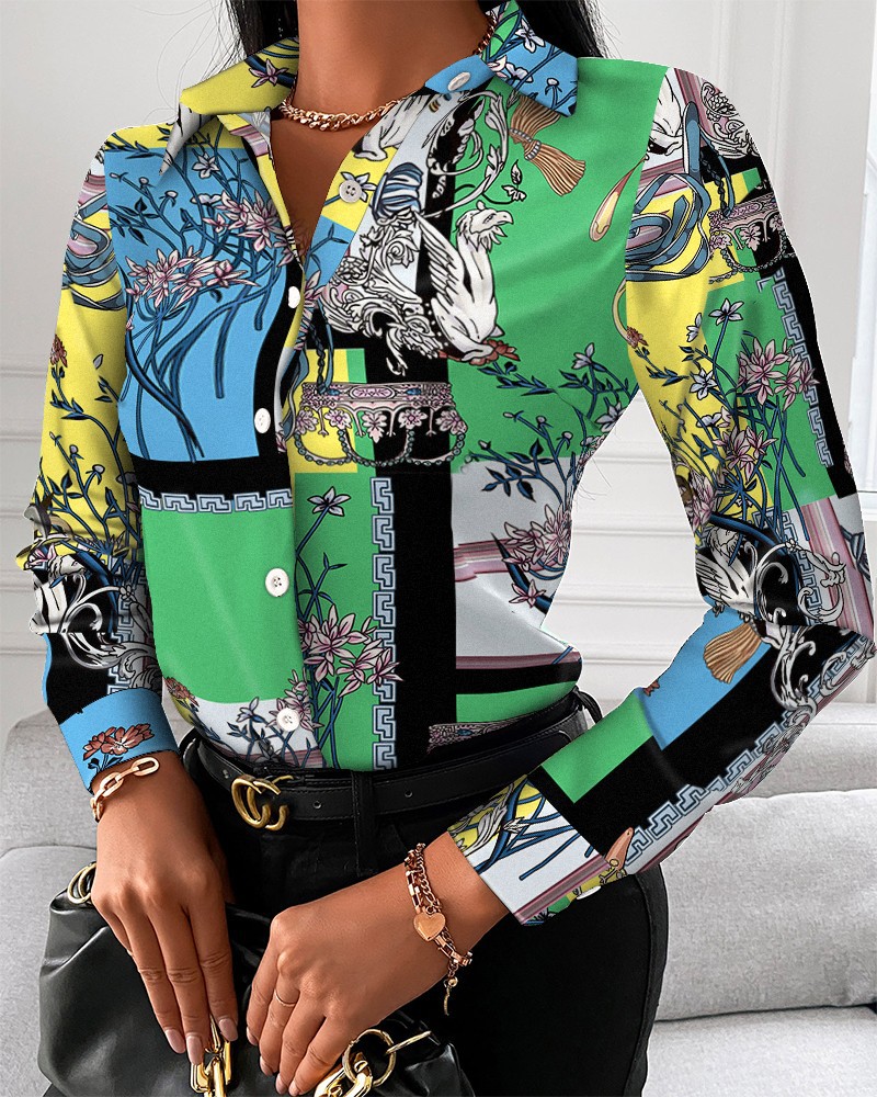  Ladies Chiffon Shirts Women Printing Graphic Polyester Blouse Plus Size Women's Blouses & Shirts