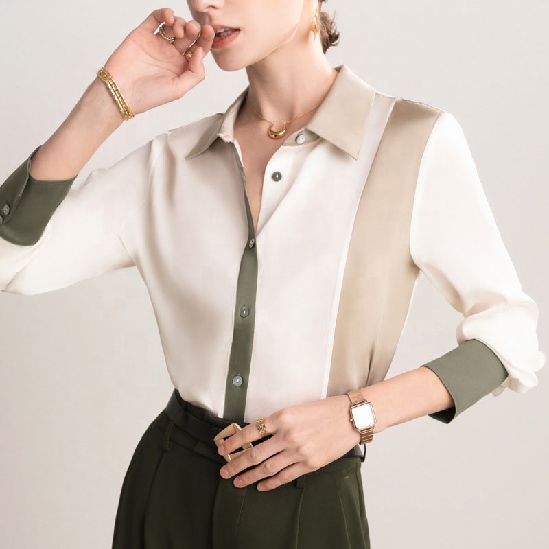  Fashion Female Elegant Silk Shirt Long Sleeve Blouse Ladies' Office Blouses Women's Blouses & Shirts