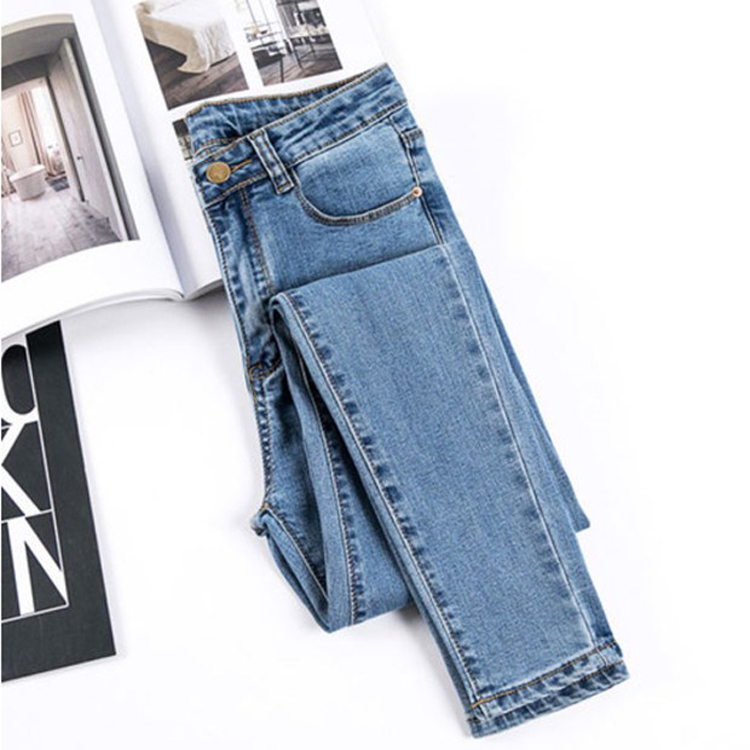  european fashion female denim pants 3 color women high waist skinny jeans