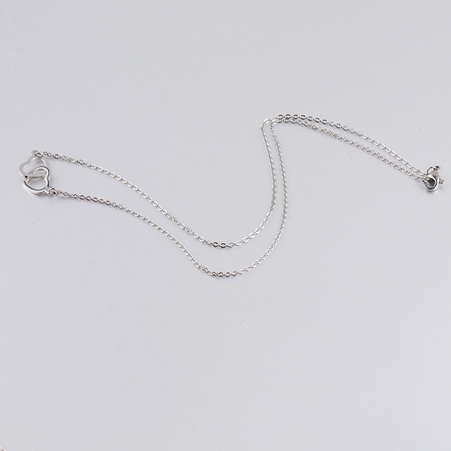 Lateefah  Hollow Heart Necklace Stainless Steel Love Double Heart Pendant Necklace Women's Jewelry