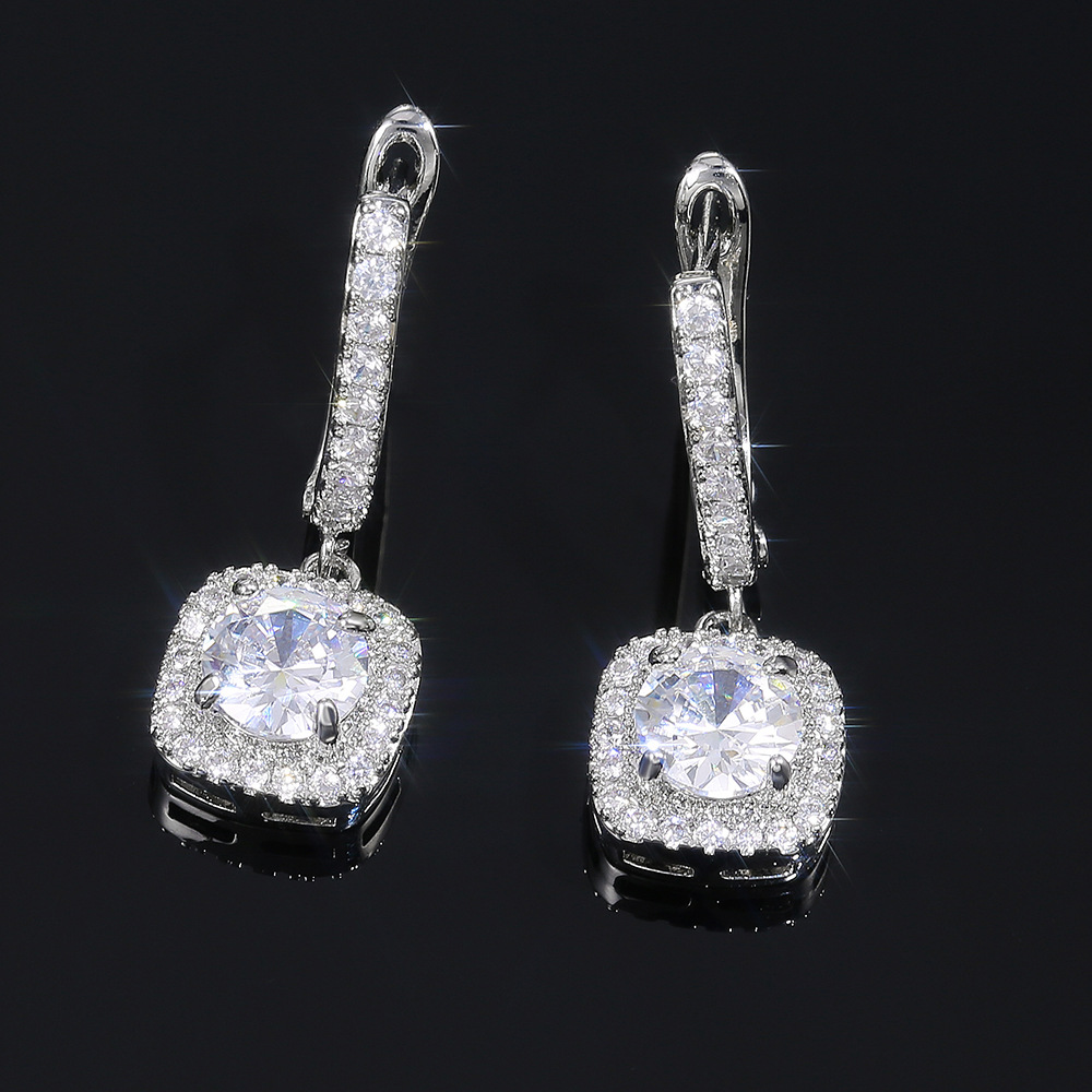 European and American jewelry  new fashion women's earrings blue zircon earrings starry sky round men's earrings
