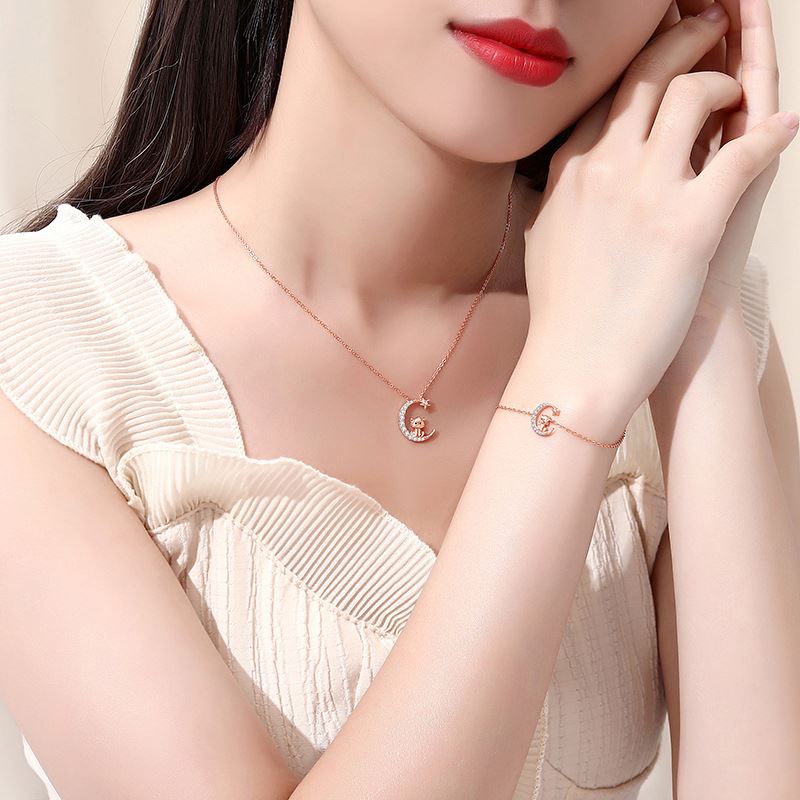  Zodiac Necklace Silver 925 Rose Gold INS Collarbone Chain Moon State Tide Pendant Necklace