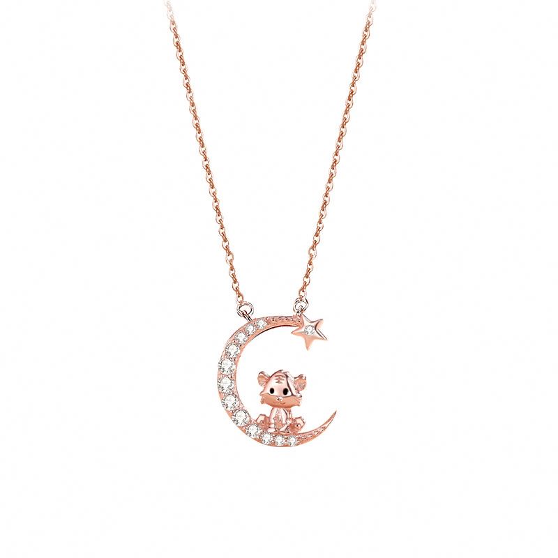  Zodiac Necklace Silver 925 Rose Gold INS Collarbone Chain Moon State Tide Pendant Necklace