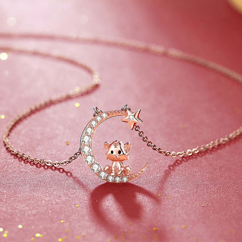  Zodiac Necklace Silver 925 Rose Gold INS Collarbone Chain Moon State Tide Pendant Necklace