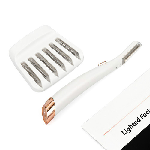 Epsilon Led Luminous Mini Lady Electric Blade Hair Remover Eyebrow Depilator Eye Brow Trimmer Shaver Set With 6 Shaving 