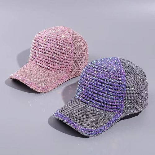 Women Summer Outdoor Hollow Out Sun Sunshade Gorras Crystal Trucker Hats Diamond Sports Breathe Rhinestone Baseball Caps
