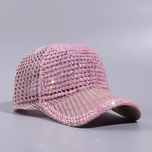 Women Summer Outdoor Hollow Out Sun Sunshade Gorras Crystal Trucker Hats Diamond Sports Breathe Rhinestone Baseball Caps