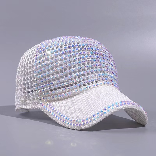 Women Summer Outdoor Hollow Out Sun Sunshade Gorras Crystal Trucker Hats Diamond Sports Breathe Rhinestone Baseball Caps