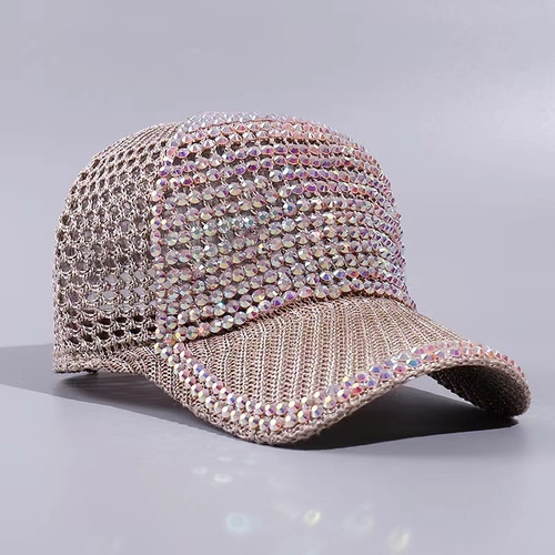 Women Summer Outdoor Hollow Out Sun Sunshade Gorras Crystal Trucker Hats Diamond Sports Breathe Rhinestone Baseball Caps