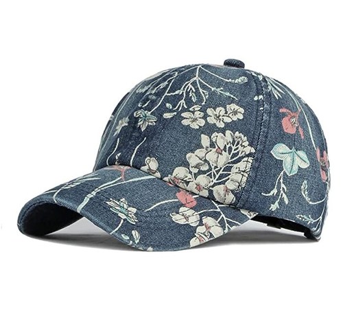 New fashion High Quality washed jeans outdoor sports adjustable  printed baseball-caps denim baseball cap wome