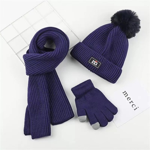Three-piece Scarf Hat Set Baby Girls Children Beanies Knitted  Hats Kids Winter Warm Wool Crochet Caps hat scarf gloves 