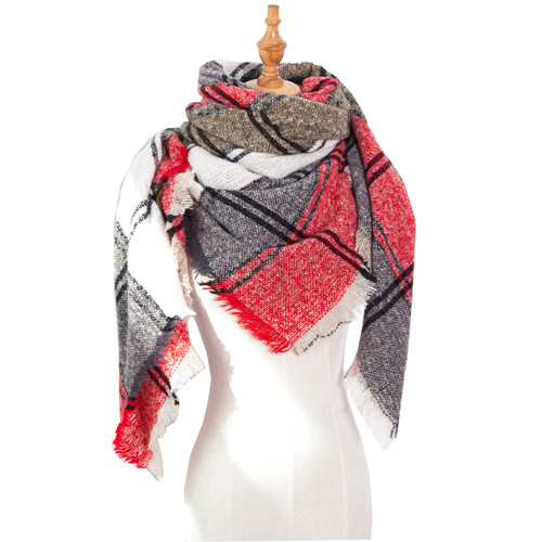 Autumn and Winter Fashion Style Scarves Polyester Pure Color Fur Square Scarf Winter Warm Scarf