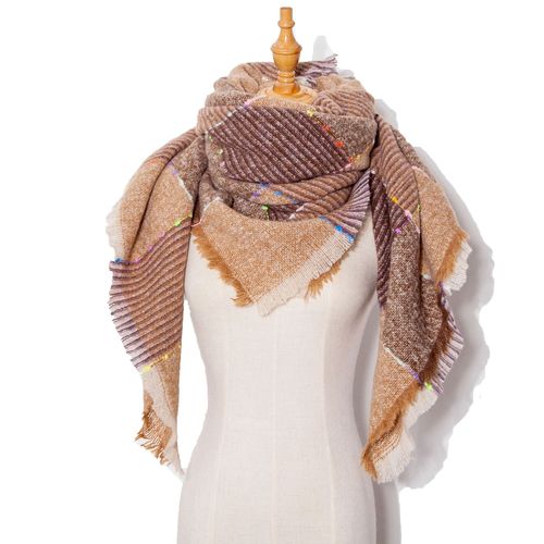 Autumn and Winter Fashion Style Scarves Polyester Pure Color Fur Square Scarf Winter Warm Scarf