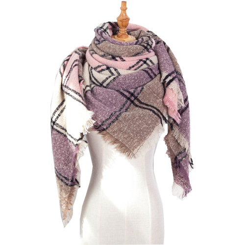 Autumn and Winter Fashion Style Scarves Polyester Pure Color Fur Square Scarf Winter Warm Scarf