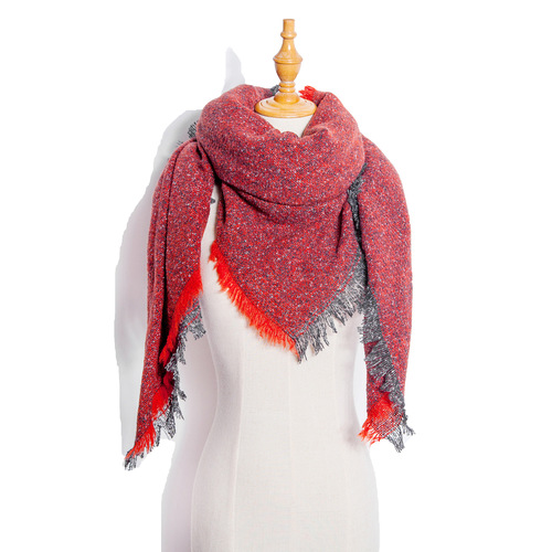 Autumn and Winter Fashion Style Scarves Polyester Pure Color Fur Square Scarf Winter Warm Scarf