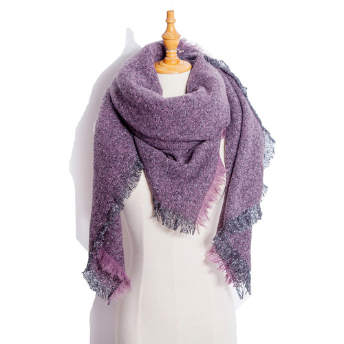 Autumn and Winter Fashion Style Scarves Polyester Pure Color Fur Square Scarf Winter Warm Scarf