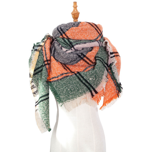 Autumn and Winter Fashion Style Scarves Polyester Pure Color Fur Square Scarf Winter Warm Scarf