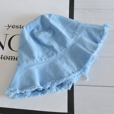 Burrs Brim Organic Cotton Bucket Hats Girls Vintage Denim Fisherman Trendy Bucket Hat Wom