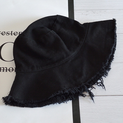 Burrs Brim Organic Cotton Bucket Hats Girls Vintage Denim Fisherman Trendy Bucket Hat Wom
