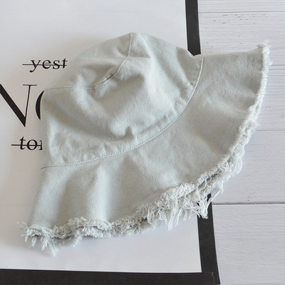 Burrs Brim Organic Cotton Bucket Hats Girls Vintage Denim Fisherman Trendy Bucket Hat Wom