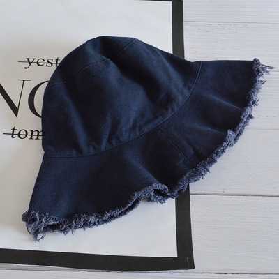 Burrs Brim Organic Cotton Bucket Hats Girls Vintage Denim Fisherman Trendy Bucket Hat Wom