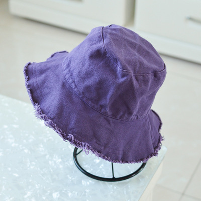 Burrs Brim Organic Cotton Bucket Hats Girls Vintage Denim Fisherman Trendy Bucket Hat Wom