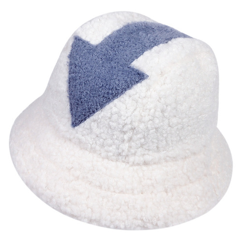 Arrow Symbol Printed Bucket Hat Winter Warm Plush Hat for Women Men Girls