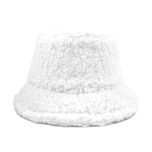  Mots popular Solid Color Faux Fur winter warm women unisex Fisherman embroidered   bucket hats