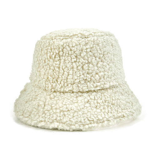  Mots popular Solid Color Faux Fur winter warm women unisex Fisherman embroidered   bucket hats