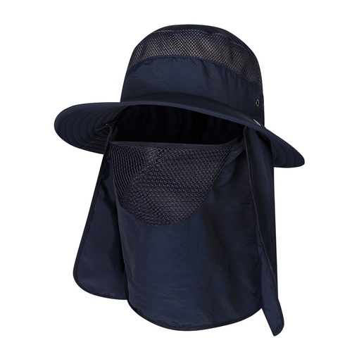 Outdoor 2 IN 1 UV Protection Mesh Bucket Hat For Women Men Wide Brim Breathable Fishing Hiking Sun Hat With Neck Flap