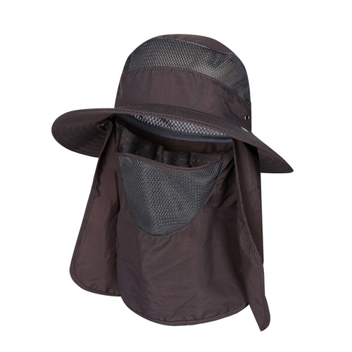 Outdoor 2 IN 1 UV Protection Mesh Bucket Hat For Women Men Wide Brim Breathable Fishing Hiking Sun Hat With Neck Flap