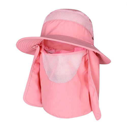 Outdoor 2 IN 1 UV Protection Mesh Bucket Hat For Women Men Wide Brim Breathable Fishing Hiking Sun Hat With Neck Flap