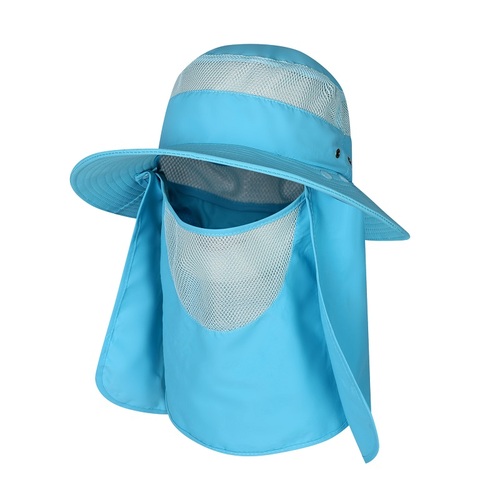 Outdoor 2 IN 1 UV Protection Mesh Bucket Hat For Women Men Wide Brim Breathable Fishing Hiking Sun Hat With Neck Flap