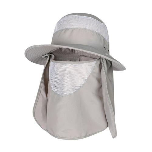 Outdoor 2 IN 1 UV Protection Mesh Bucket Hat For Women Men Wide Brim Breathable Fishing Hiking Sun Hat With Neck Flap