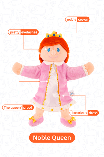 Hot Selling Stuffed Doll Hand Puppet King Queen Prince Princess Characters Plush Finger Puppets