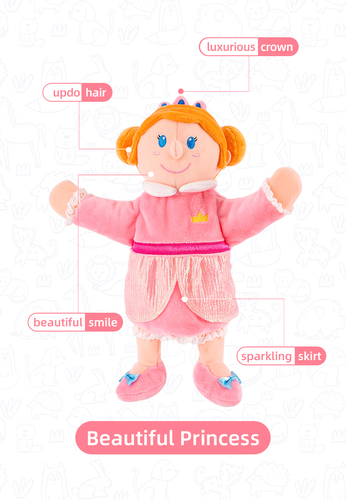 Hot Selling Stuffed Doll Hand Puppet King Queen Prince Princess Characters Plush Finger Puppets