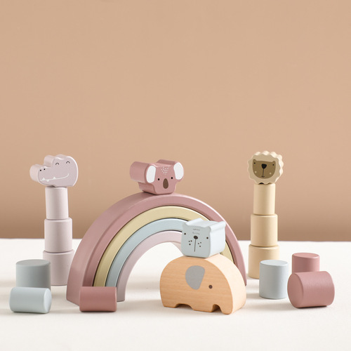 colorful Fun Balance Kids  Educational Blocks Game Toys Rainbow Wooden Balance Scale Toy