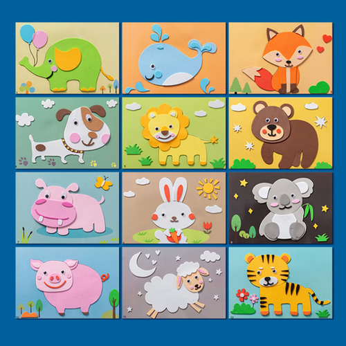 Children 3D DIY Handmade Sticker Material Kit Whole Set Kids Kindergarten School Art Craft Educational Toys