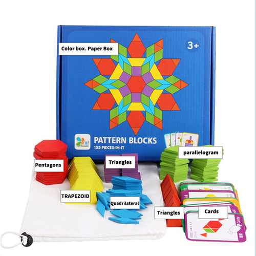155 pcs Wooden toys for kids creative shape puzzles Geometry Puzzle Children Education DIY Toys Crafts Arts Making Gift 
