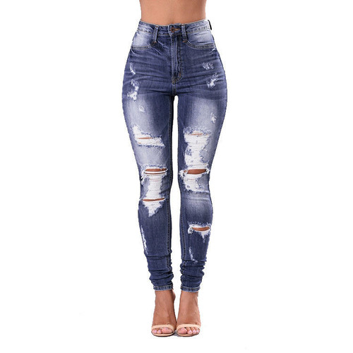 Hot sale new styles women's clothing hole bodysuit elastic force jeans for women  styles