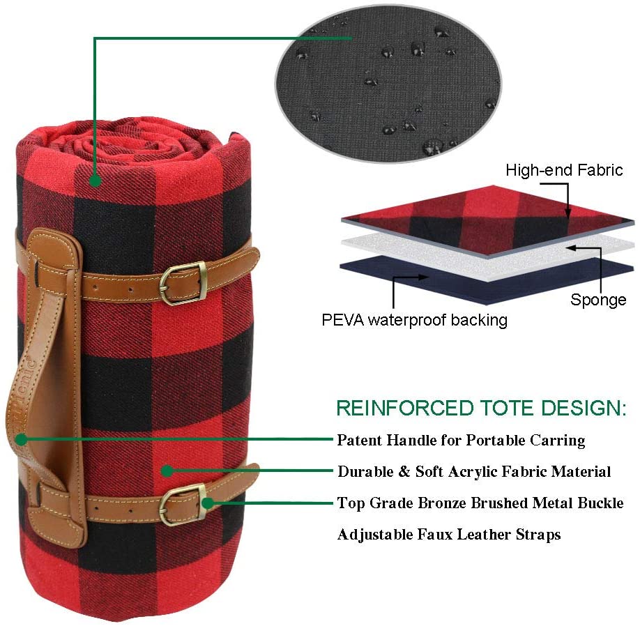 European and American style outdoor travel beach picnic blanket portable waterproof plaid picnic mat