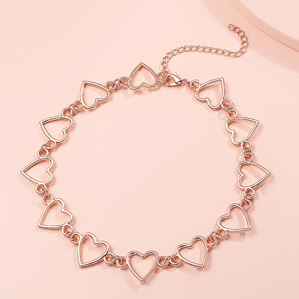 Minimalist Heart Shaped Filigree Necklace, Innovative Clavicle Length Jewelry Chain