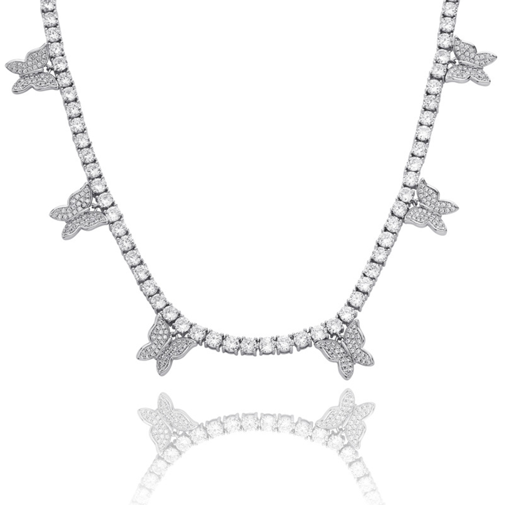 Gold Plated Butterfly Necklace for Women High Quality Tennis Chain with Butterfly Charm Jewelry